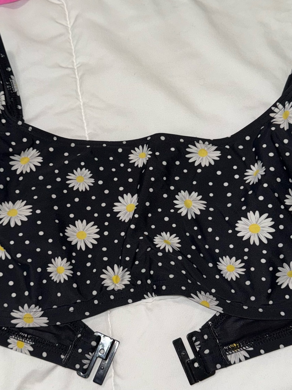 Women’s Black Daisy Print bikini top
